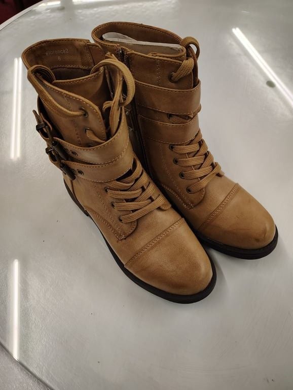 Brown Lace-Up Ankle Boots with Zipper and Buckle 2