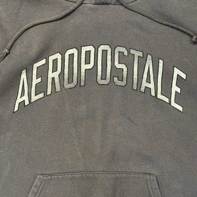 Aeropostale Men’s Medium Acid Grey Hoodie Y2K Cotton Blend 4