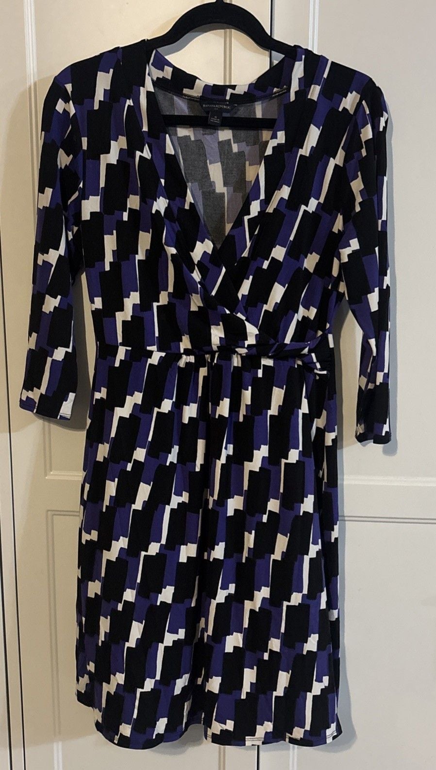 Banana Republic Fit & Flare Dress Womens Medium Multicolor Geometric 2