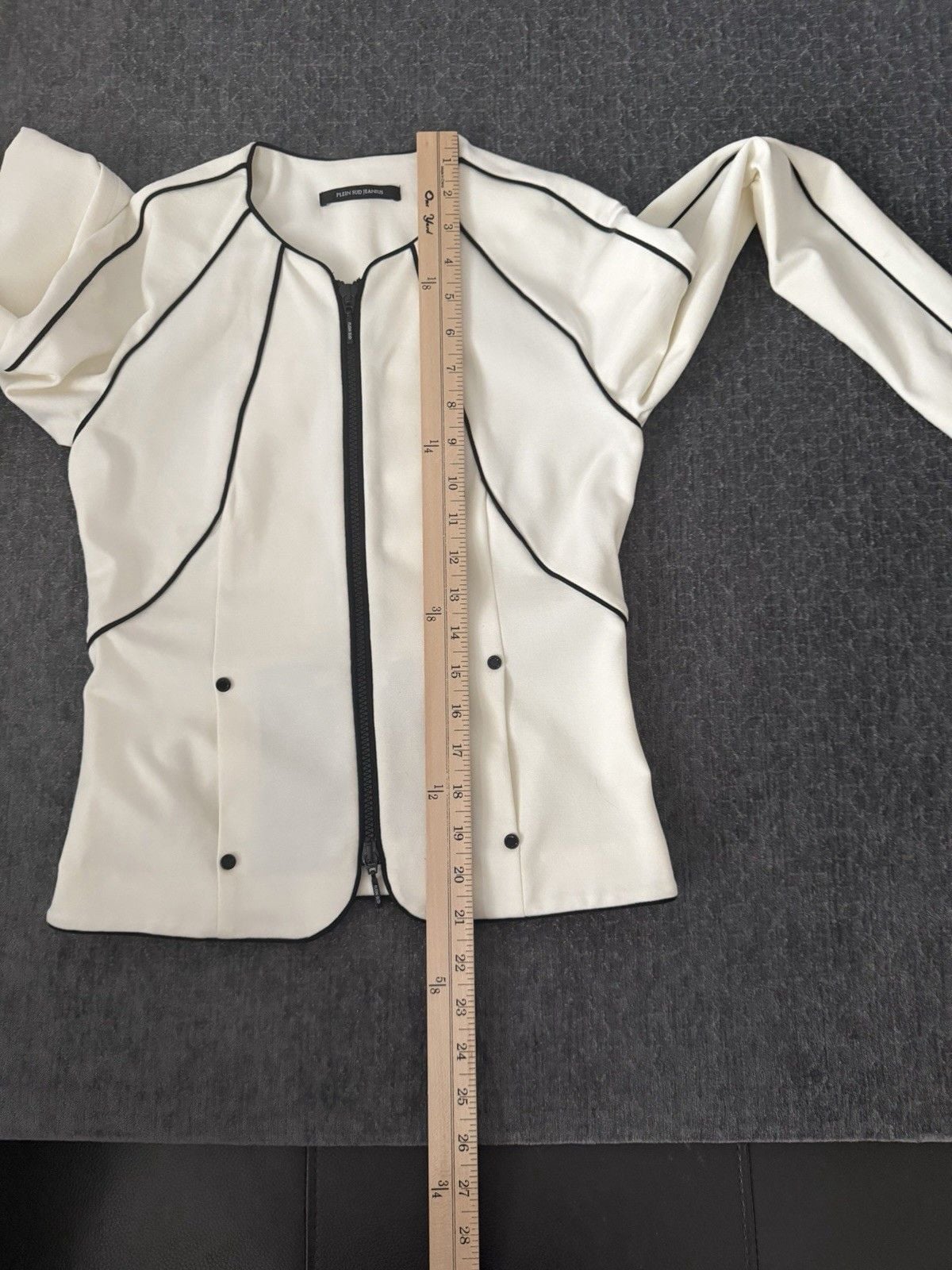 PLEIN SUD JEANIUS White/Black Piped Zip Jacket & Skirt 2pc Set US 4 16