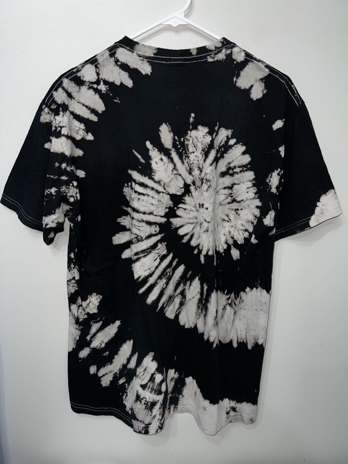 AC/DC Band T-Shirt Size L Black Off-White Tie Dye Bleach Swirl Flame Logo 6