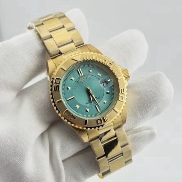 Invicta Pro Diver 50400 Gold Tone Tiffany Blue Dial Quartz Watch 40mm New In Box