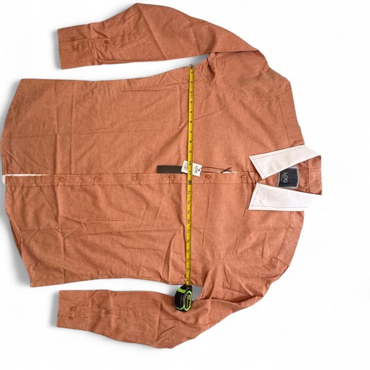LOG Wear Mens Orange button long sleeve Shirt size large dimensions are in the pictures Brand new with tags 5