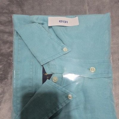 Ralph Lauren Button Down Shirt Custom Fit Mens L Aqua Blue Cotton Preppy Classic 11