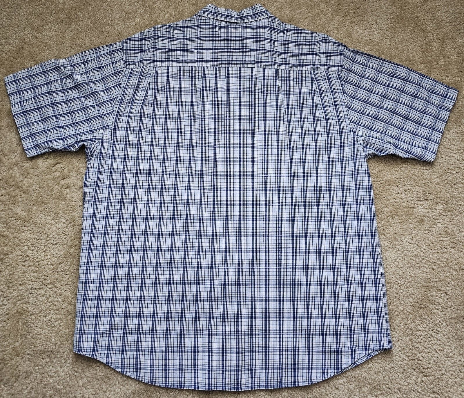 Nautica Jeans Company Mens XL Blue Plaid Short Sleeve Button Down 100% Cotton 7