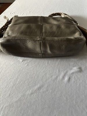 Brighton Taupe Pebbled Leather Crossbody Shoulder Bag Braided Strap Tassel Charm 5