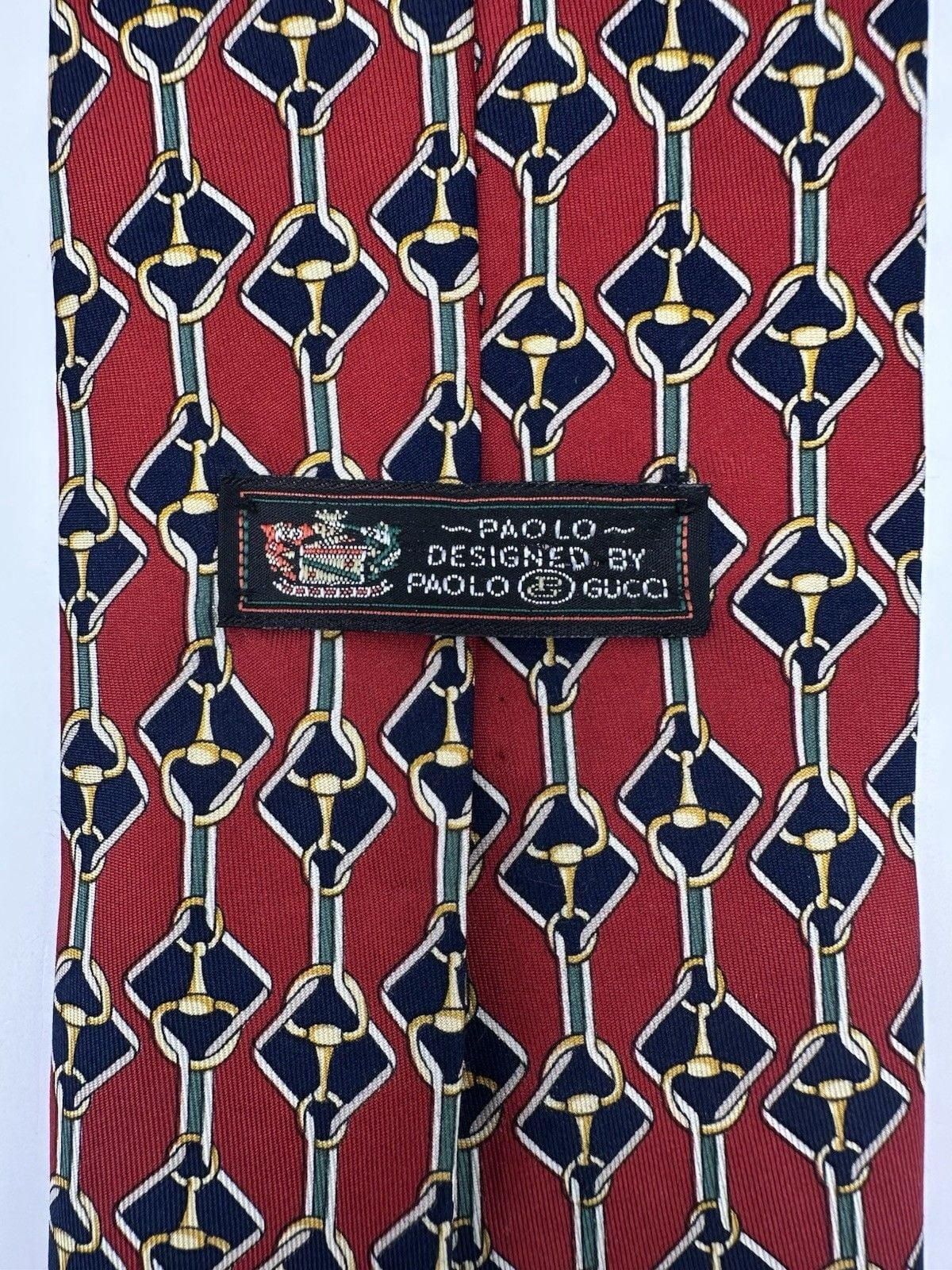 Vtg Paolo Gucci 100% Silk Tie Mens Red Blue Knots  Italy 8