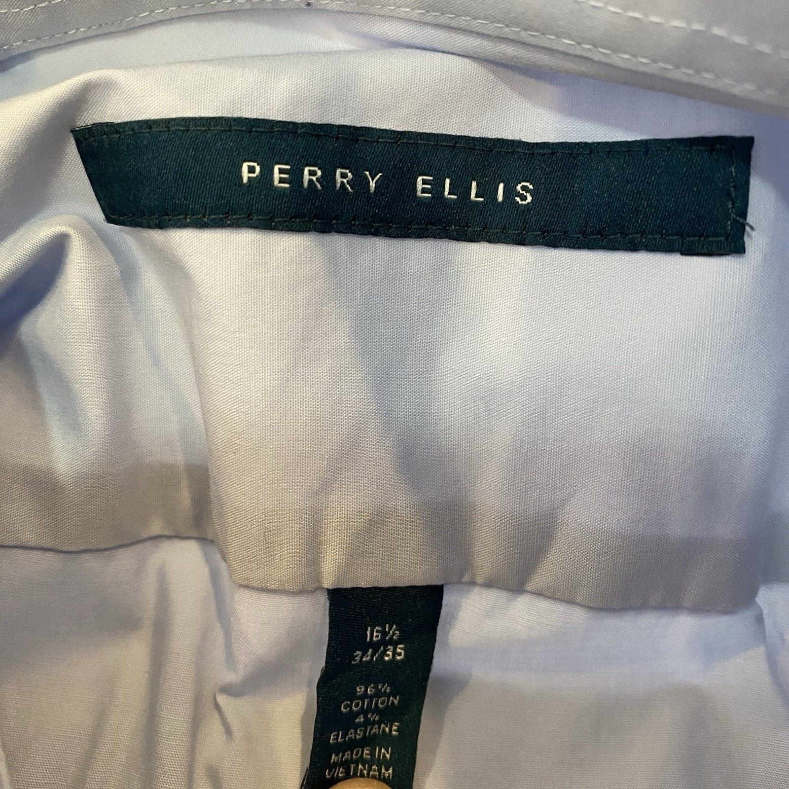 Perry Ellis Dress Shirt Mens L 16.5 34/35 Light Blue 3
