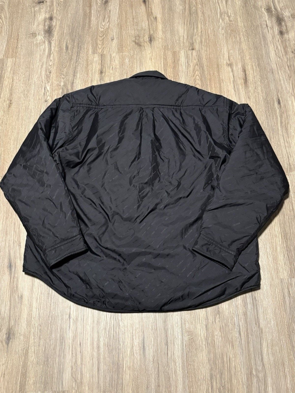 Balenciaga Wardrobe Unisex Quilted Jacket Size 50 Black Italy Allover Logo Snap 13