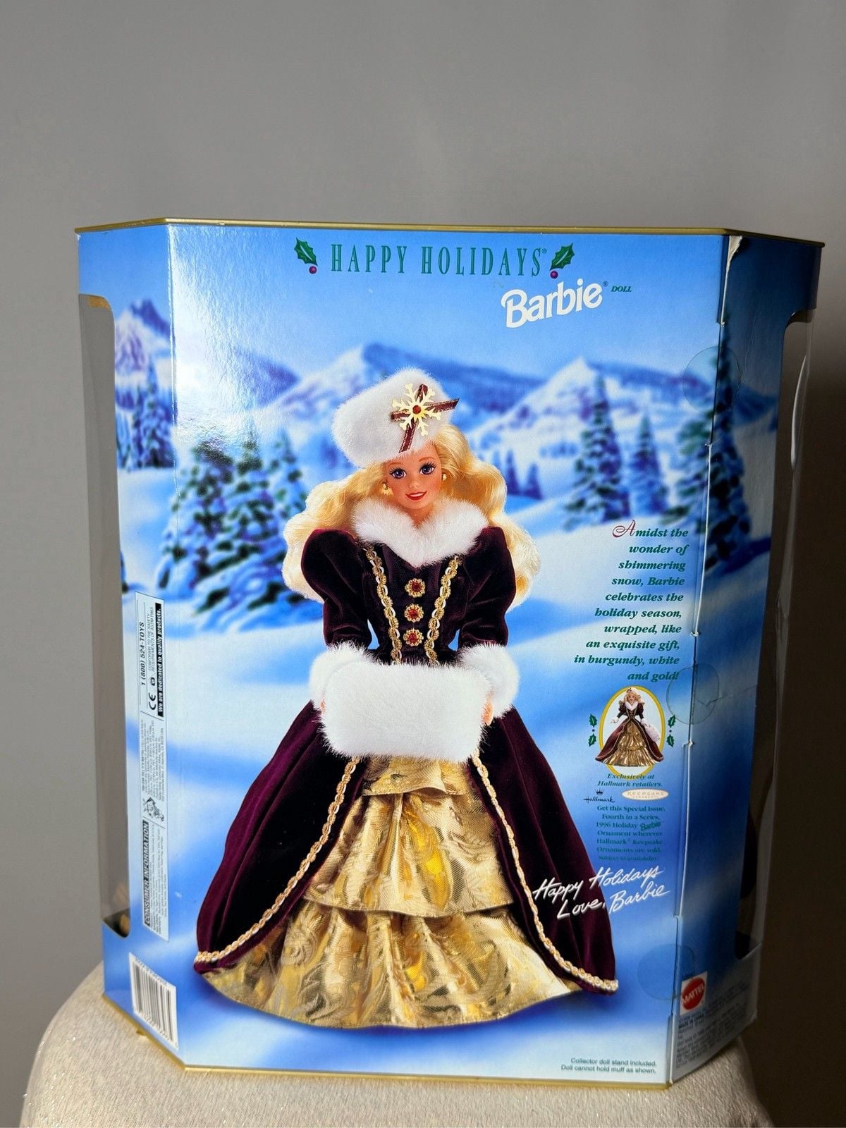 1996 Happy Holidays Barbie Special Edition Burgundy Gown Doll Mattel 2