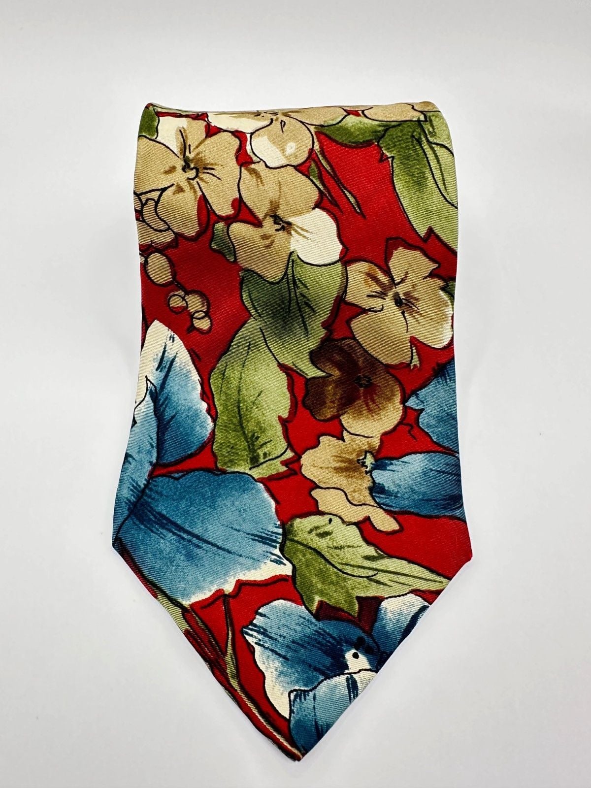 Robert Talbott Studio x Mark Shale Red Tropical Floral Silk Tie – Handmade USA 6