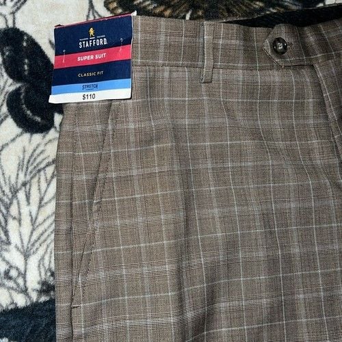Stafford Men's Plaid Classic Fit Suit Pants 34x32 3