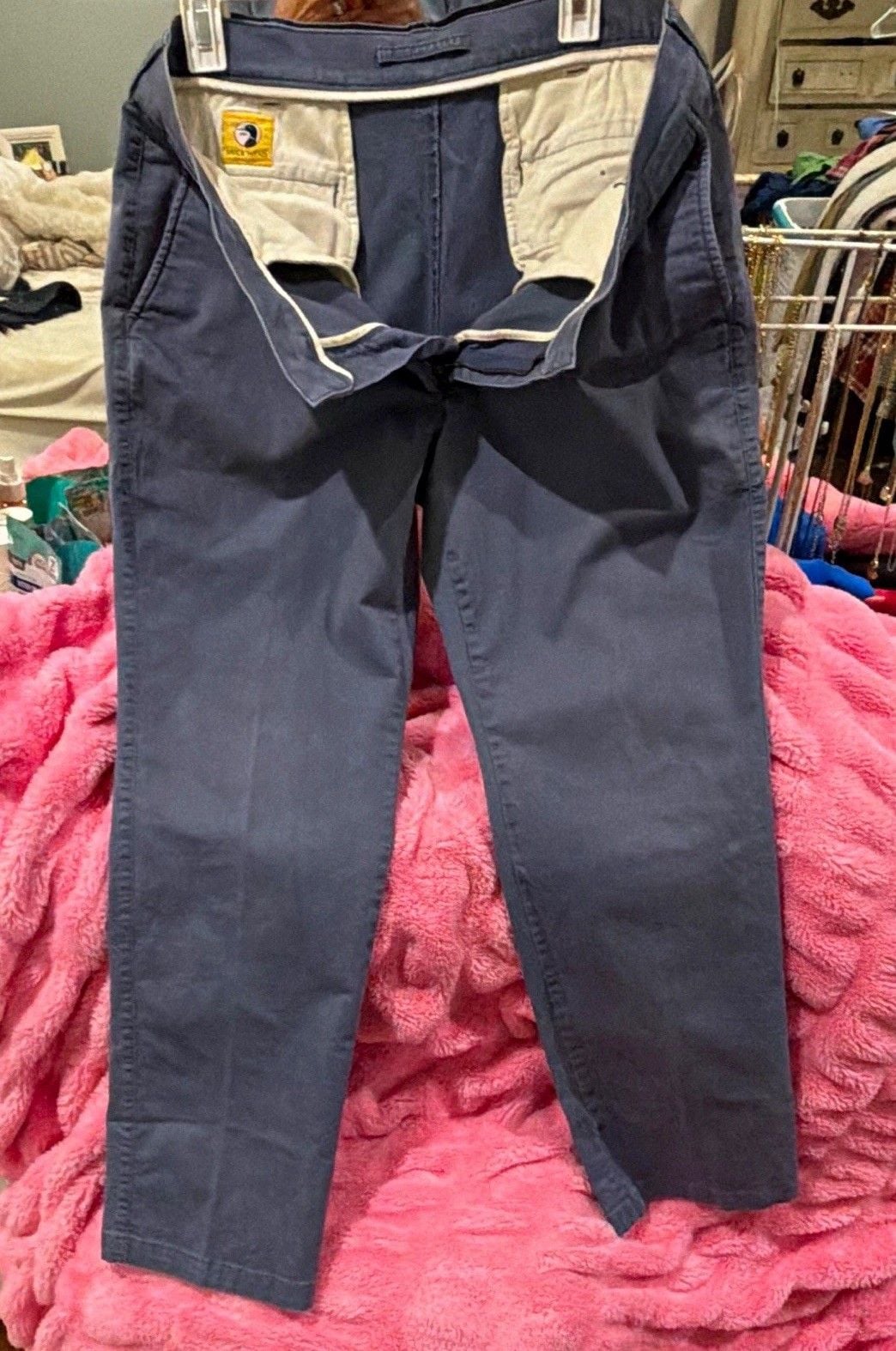 Duck Head Men's Blue Stretch Twill Casual Pants 35x32 Straight Flat Front 2