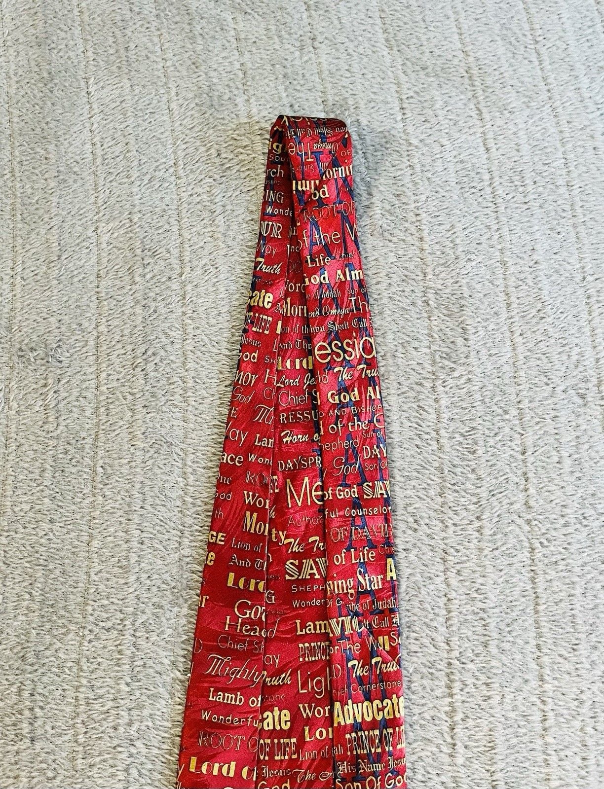 Free Man Apparel Names Of Jesus Red Silk Necktie 4” Christian Religious Church 7