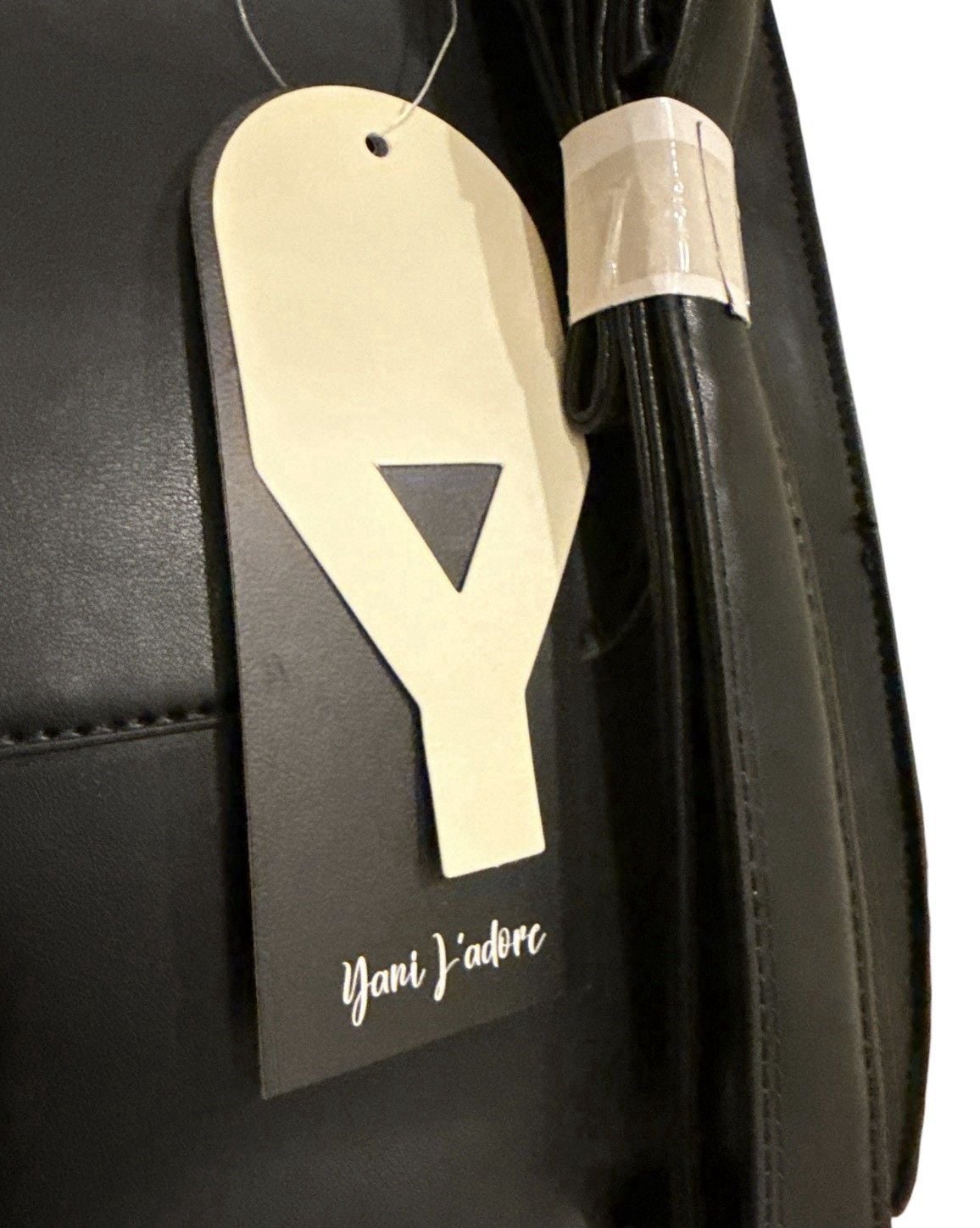 Yami J'adore Black Satchel Top Handle Bag Buckle Accent Gold Hardware 4