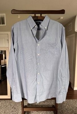 Reed Edward Mens Button Down Denim Blue Casual Business Attire Large 100% Cotton 3