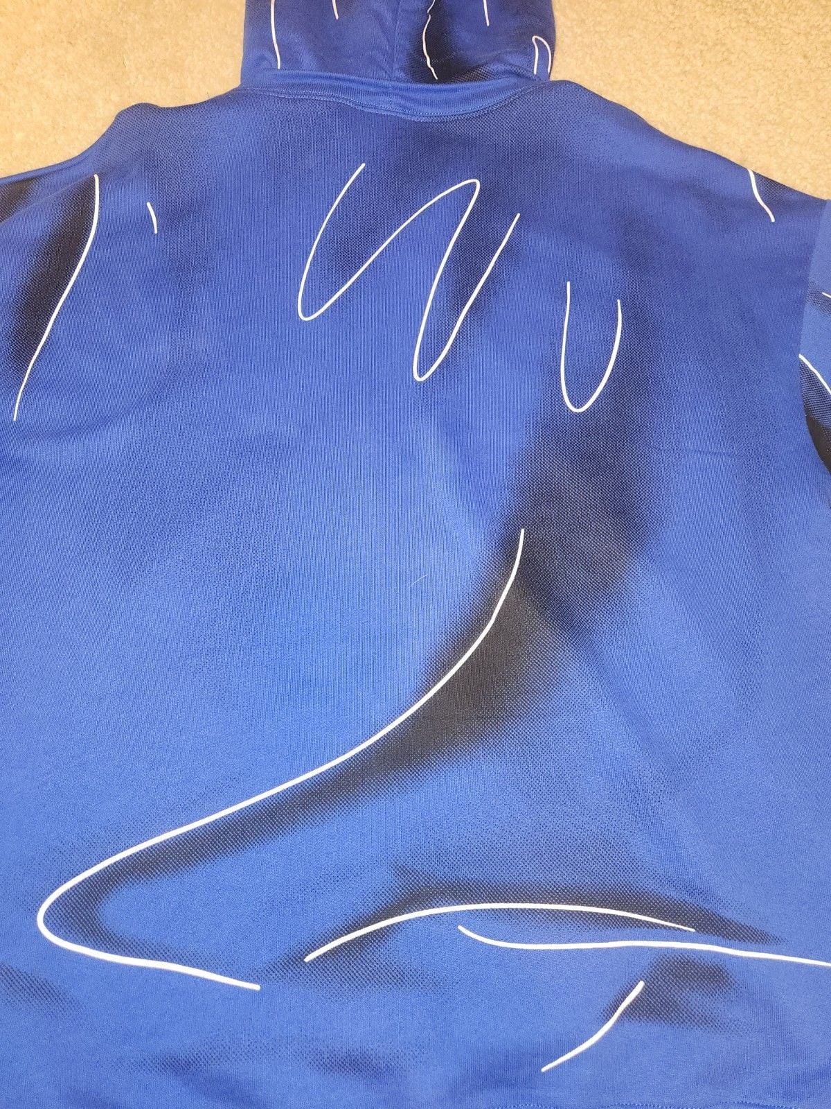 Moschino Men’s L Blue Pullover Hooded Fleece Hoodie Graphic Print Logo NWT 8