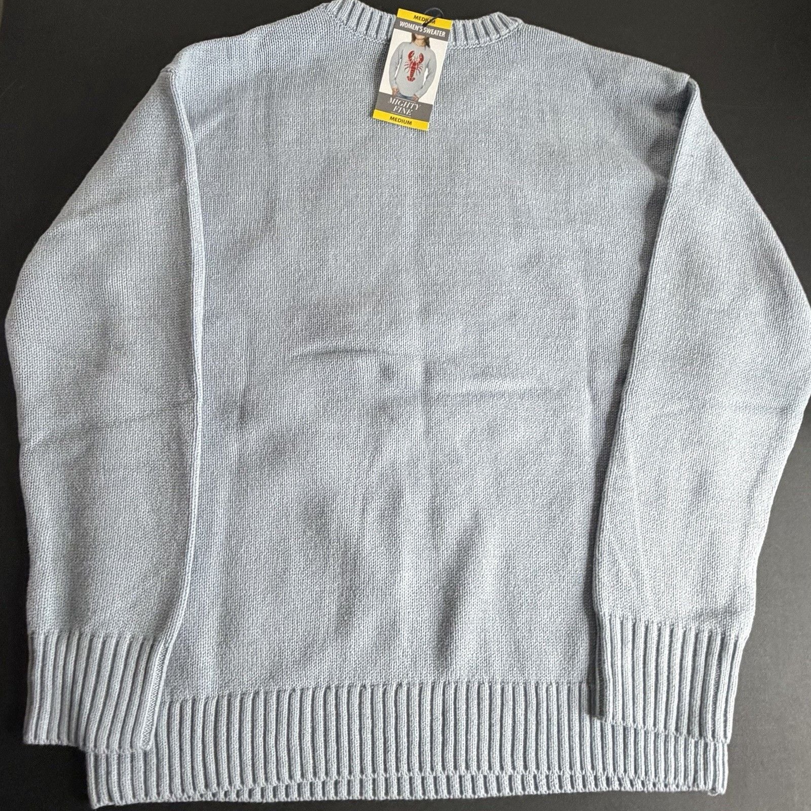 Mighty Fine Light Blue Lobster Graphic Crewneck Knit Sweater Size M 6
