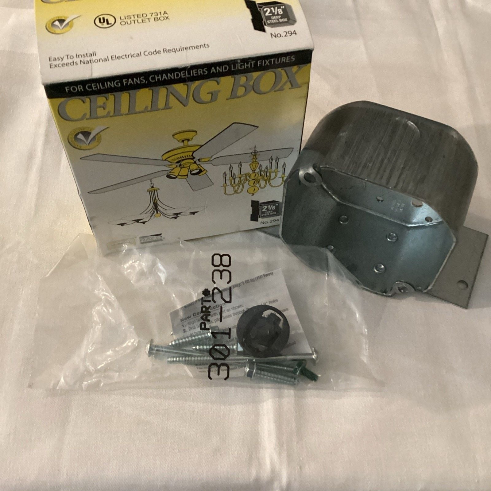 Raco 294 Electrical Box, 22.3 Cu In, Ceiling Box Type, 2 Gangs, Galvanized 1