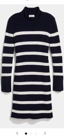 NWT Vineyard Vines Women's Roll Neck Stripe Sweater Dress Size L Merino Wool $248 10