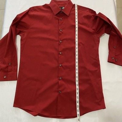 JF J. Ferrar Men’s Red Slim Long Sleeve Shirt L 16-161/2 32-33 6