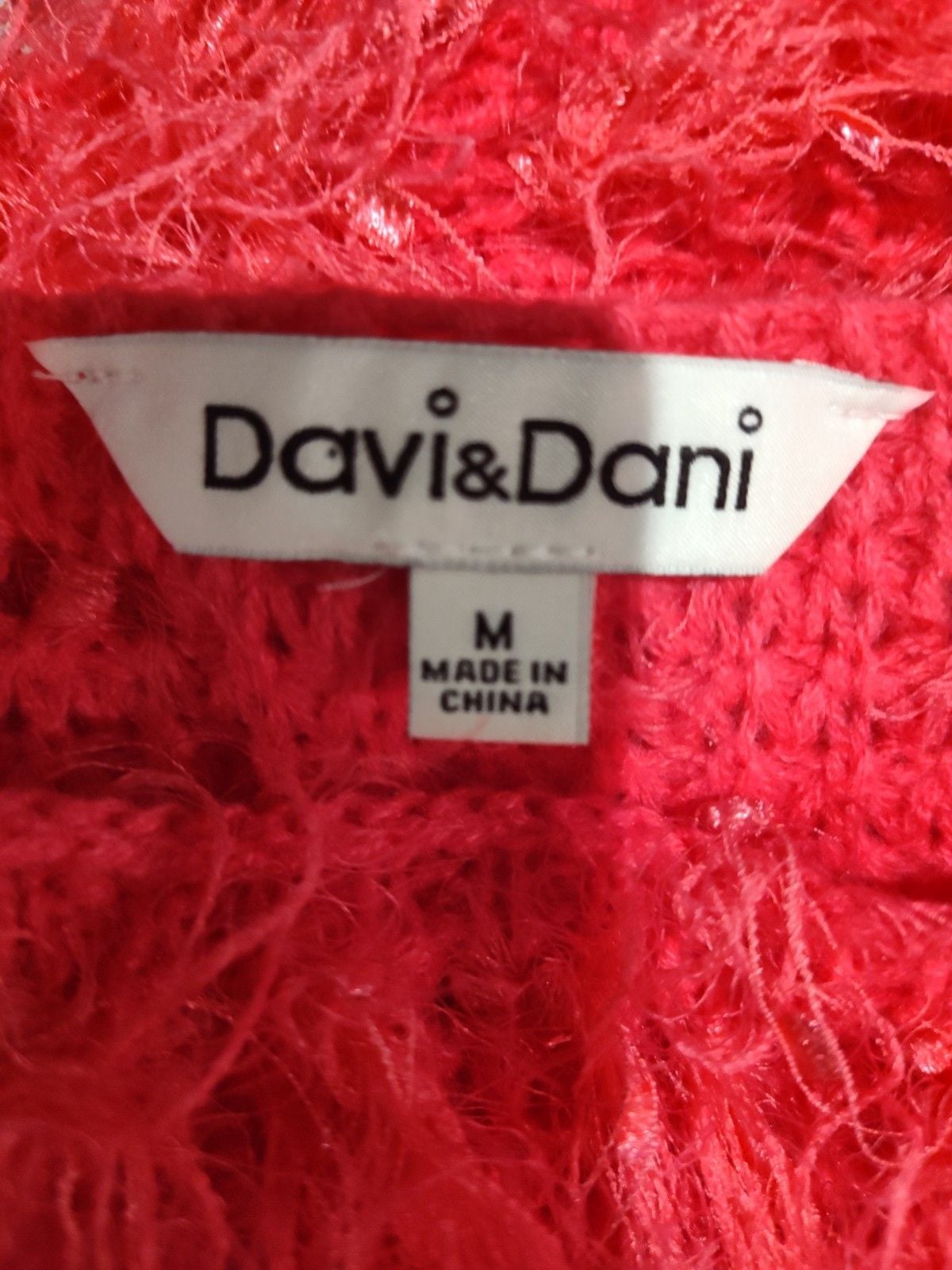 Davi & Dani Hot Pink Oversized Thick Trendy Chic Shaggy Fringe Sweater Sz M 6