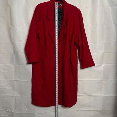 Vintage Billycoat Wool Coat Womens 1X Red Long Overcoat Button Front USA 9