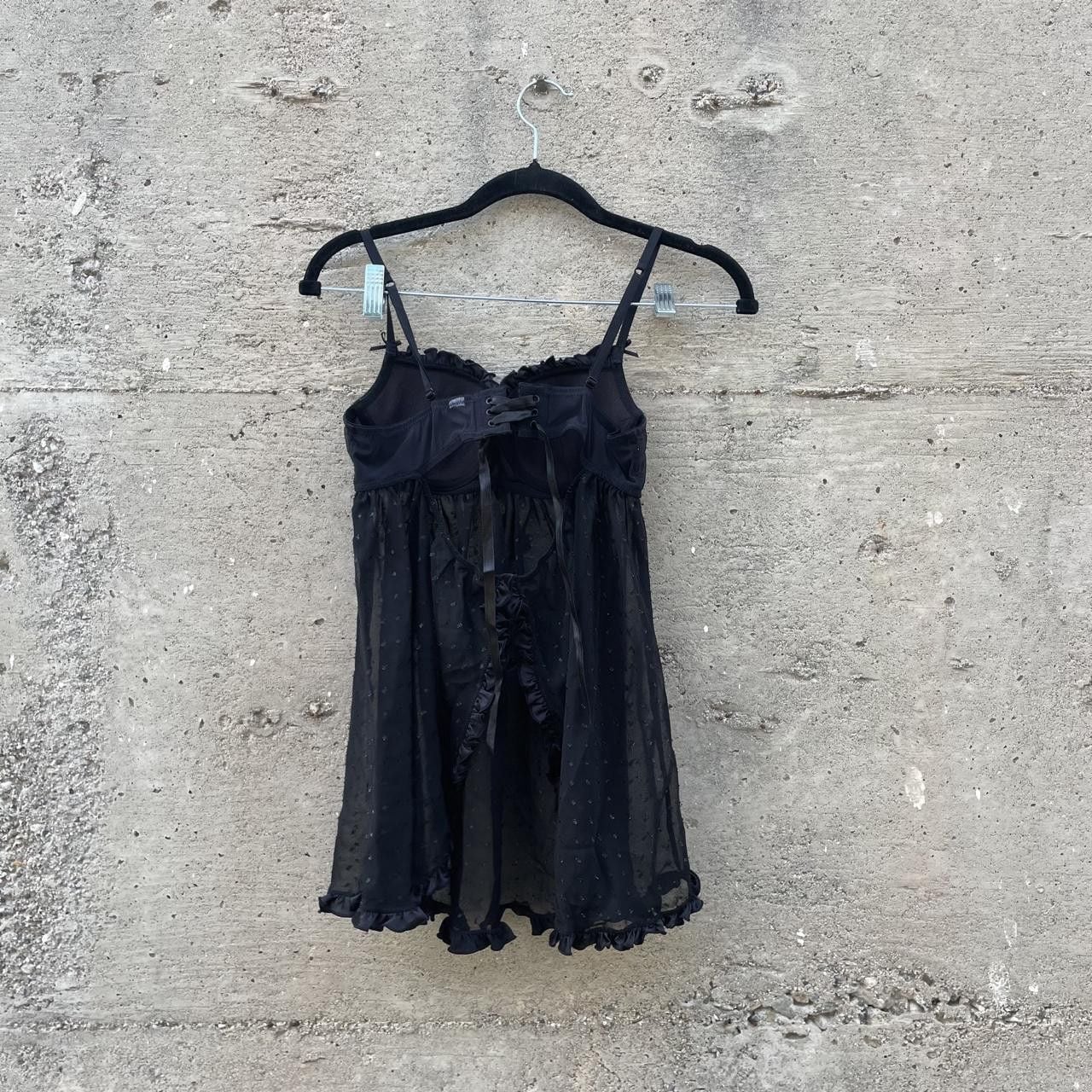 black y2k dotted babydoll lingerie dress 3