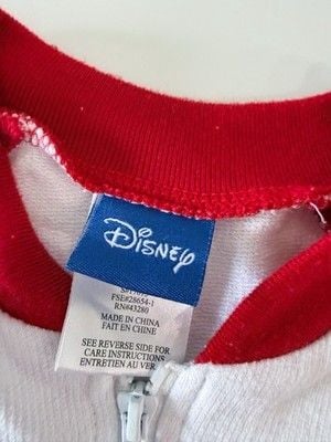 Rare Vintage Disney Red White Varsity Short Sleeve Zip Up 2/3 3