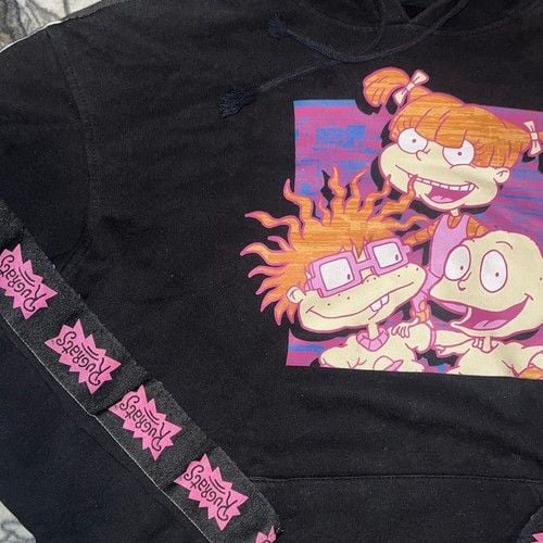 Rugrats Nickelodeon Black and Pink Hoodie Size S 3