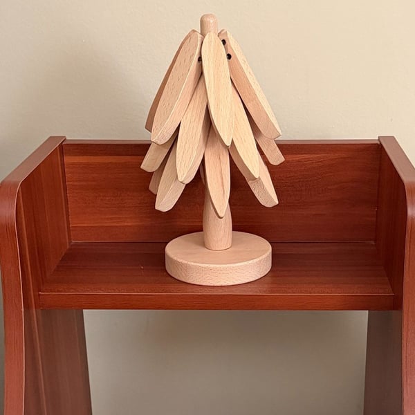 3 Wooden Trivets for Hot Dishes, Tree Shape,Natural Wood~Tabletop Decor Bedrooms