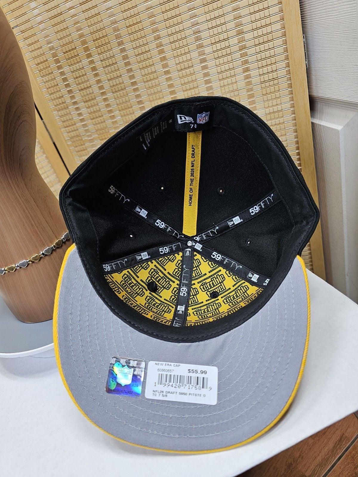 New Era Pittsburgh Steelers 2026 NFL Draft 59FIFTY Hat Black Gold 7 5/8 8