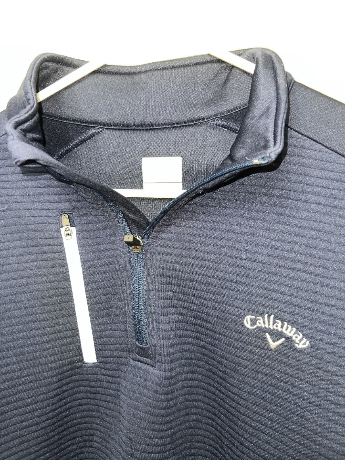 Callaway Mens Navy Blue Textured Quarter Zip Golf Pullover Sweatshirt Size M 3