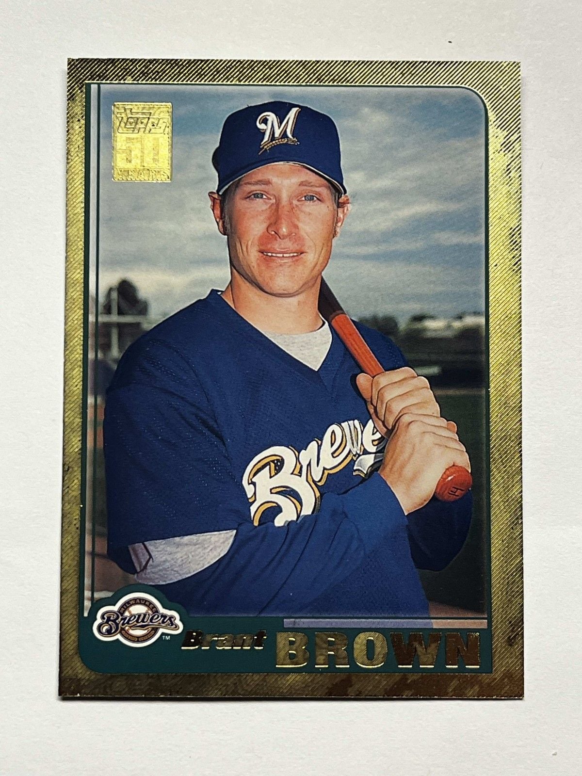 2001 Topps 50Th Anniversary Brant Brown #408 Gold Foil /2001 Milwaukee Brewers 1