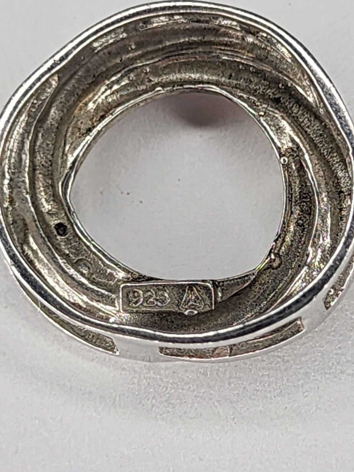 925 Sterling Silver Black/white Diamond Round Swirl Slide Pendant 5