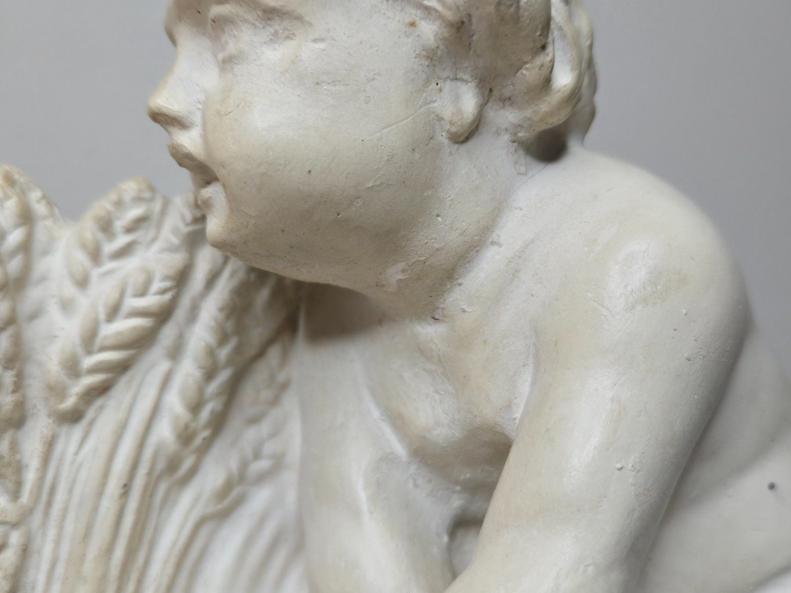Vintage BORGHESE Niepolds ~ Chalk Putti Bookends ~ Cherubs Harvesting Wheat 11