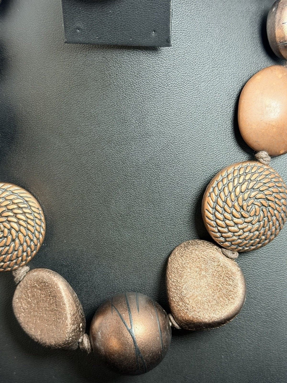 Vintage 1980s Heavy Chunky Matte Copper Bronze Statement Necklace & Bracelet Set 6