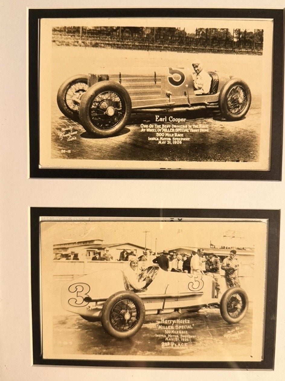 4 Vtg 14th Annual Indianapolis 500 Indy RPPC Photo Postcards 1926 “Miller Special” Cooper Hartz Woodbury Comer 1