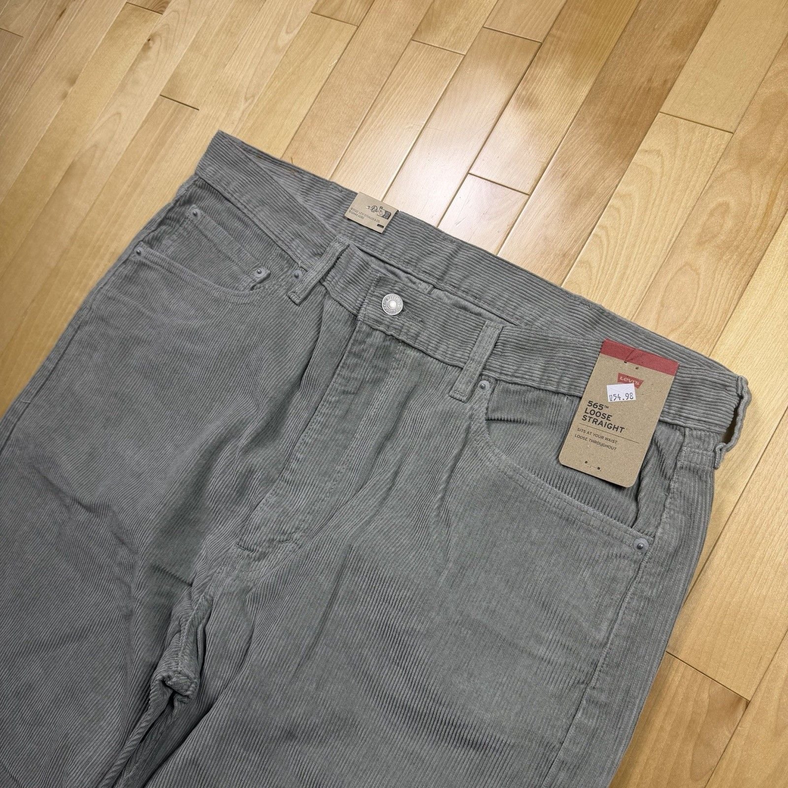 Levi’s 565 Gray Corduroy Pants 38x30 Loose Baggy Straight 90s Skater NWT 7