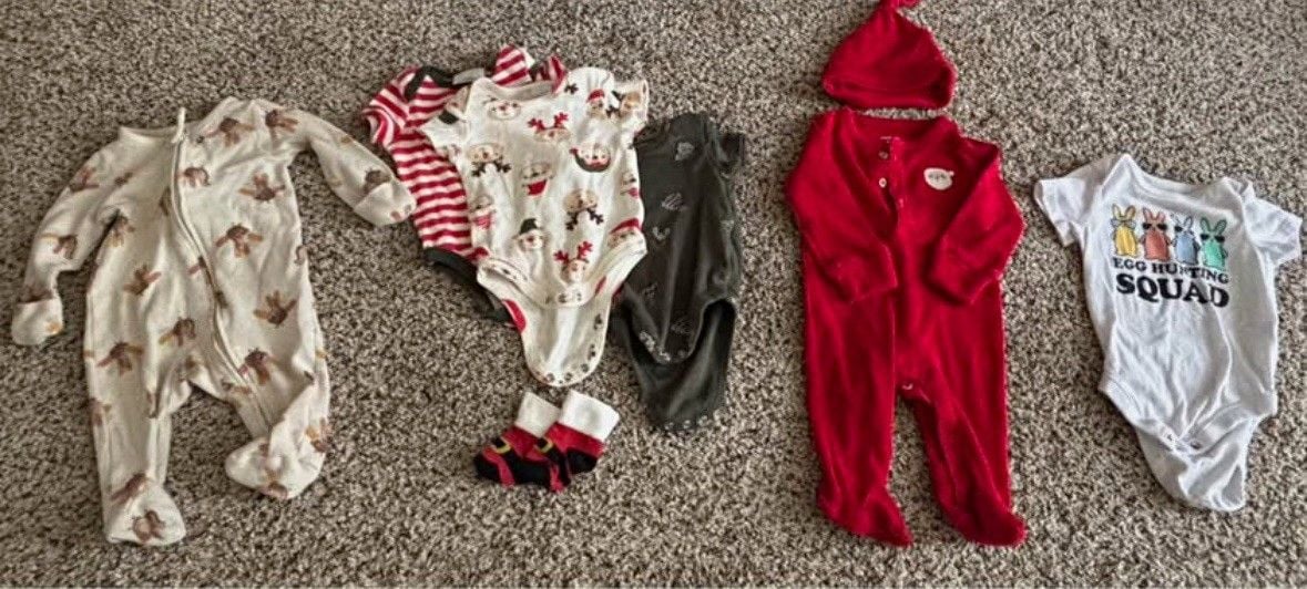 Baby Holiday Outfit Bundle - Thanksgiving, Christmas, and Easter outfits 0-6mo 1