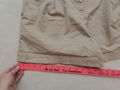 Sézane Paris France Pleated Cuffed ROME Chino Shorts in Beige - Size FR 40 US 8 18