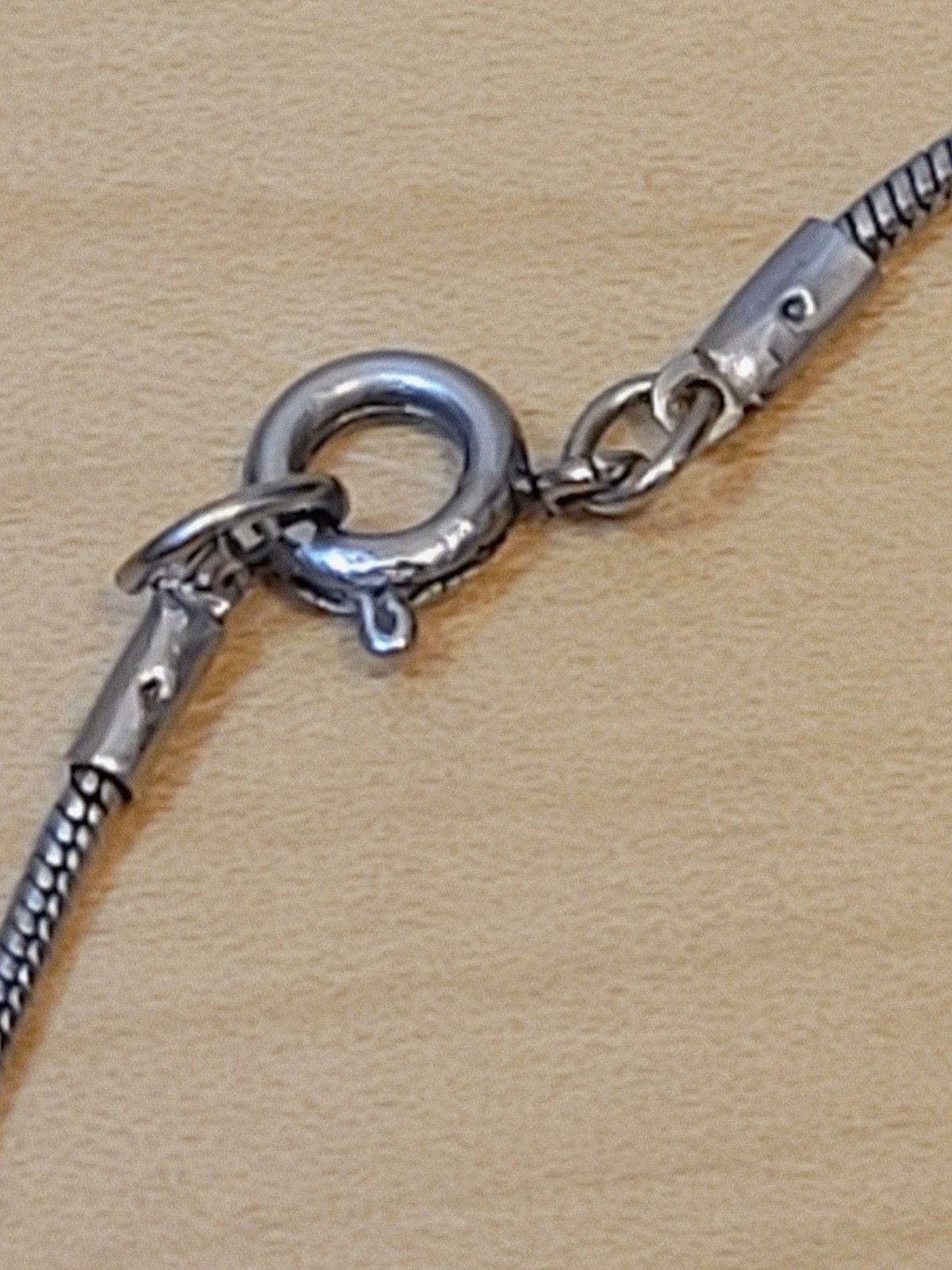 925 Sterling Silver Marcasite Elephant Charm Snake Chain Bracelet Vintage 8