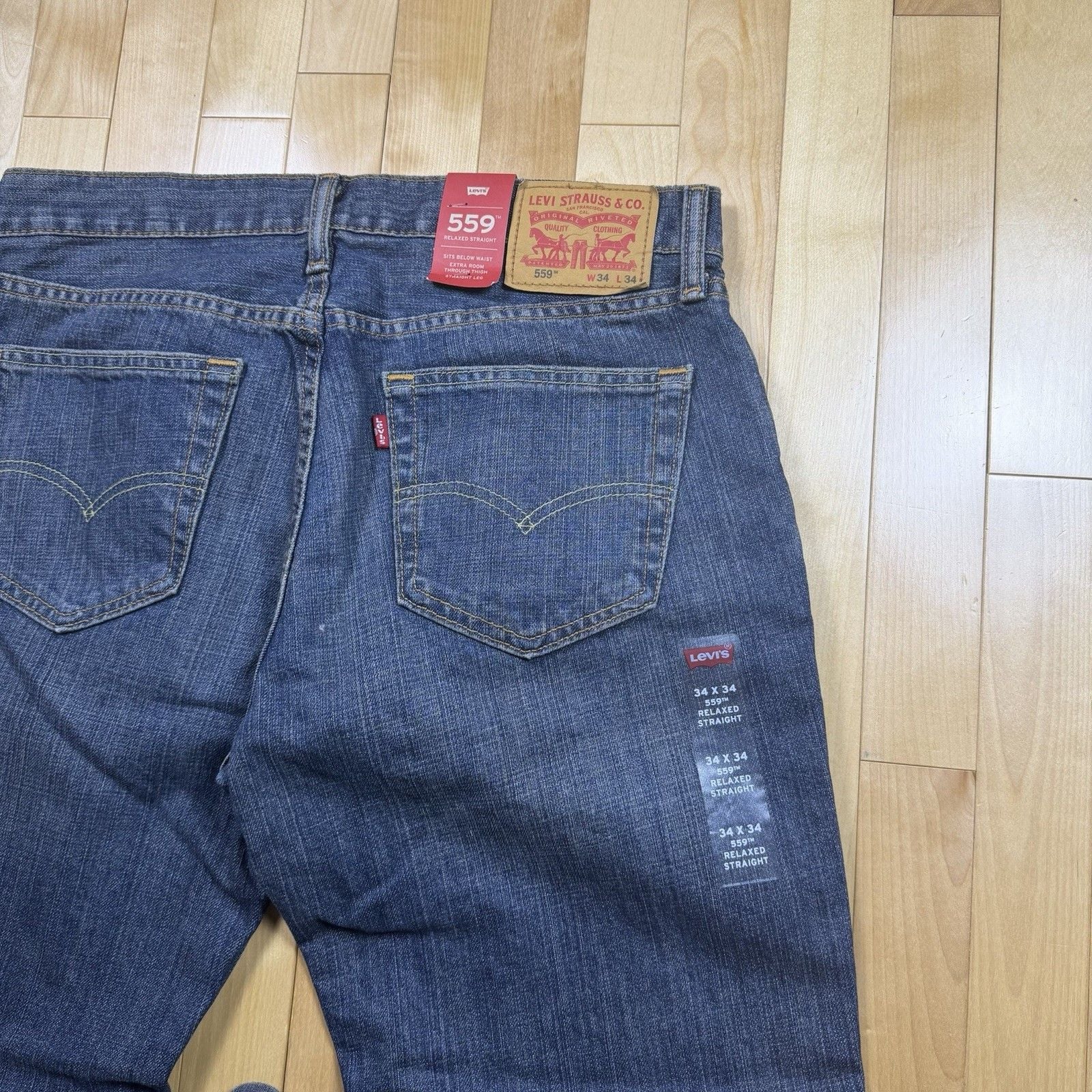 Levi’s 559 Jeans Mens 34x34 Relaxed Straight Dark Wash Denim NWT 00559-2765 4