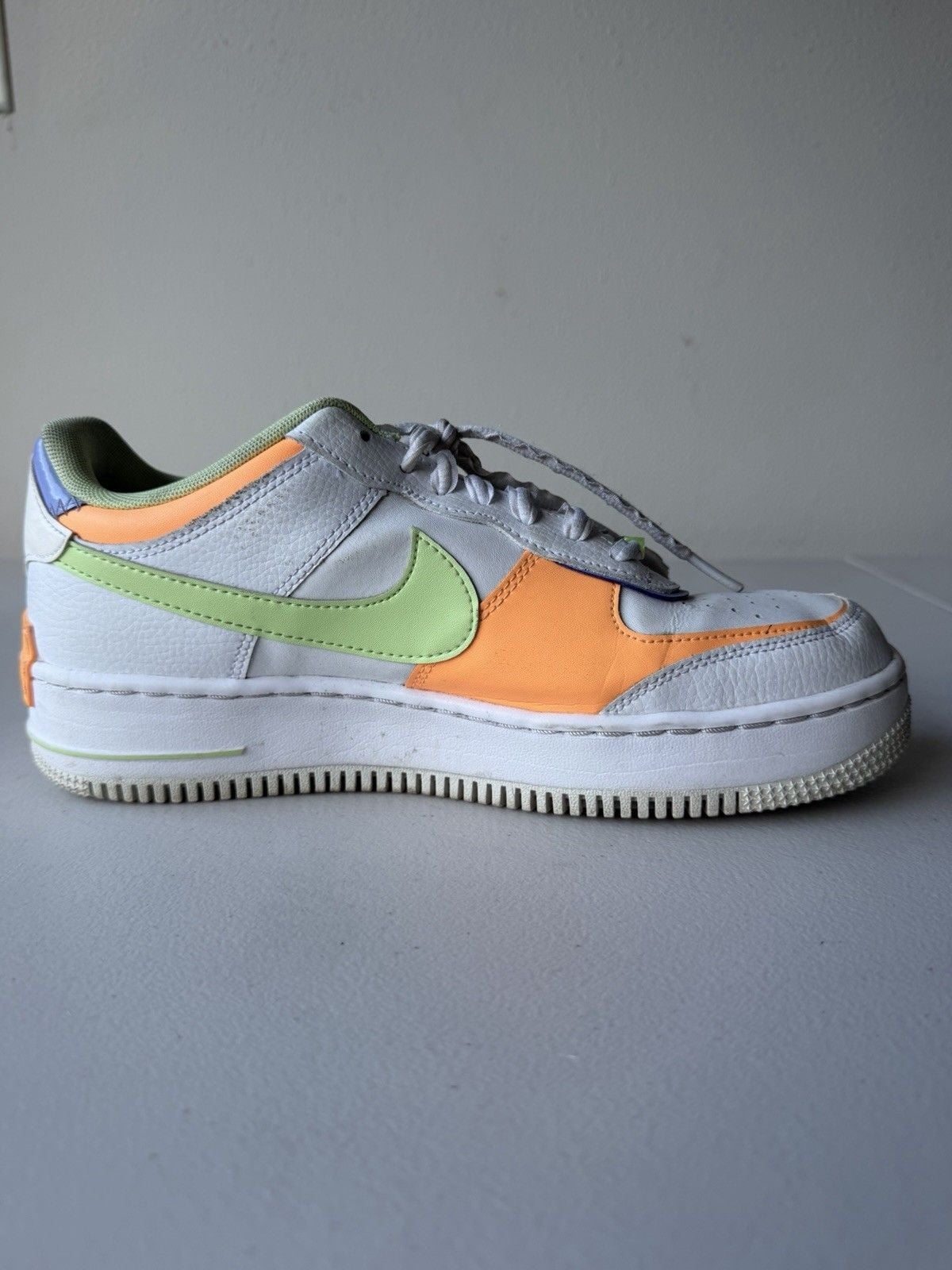 Nike Air Force 1 Low Top Men’s Colorblock Lace-Up Sneakers White Orange Green 11