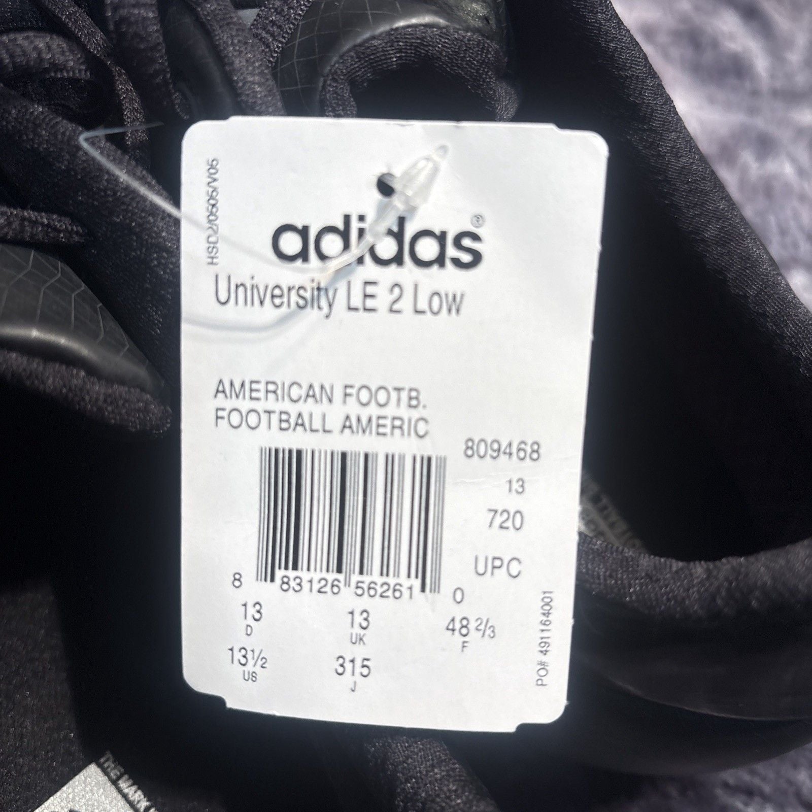 Adidas University LE 2 Low Football Cleats – Black – Size 13 7