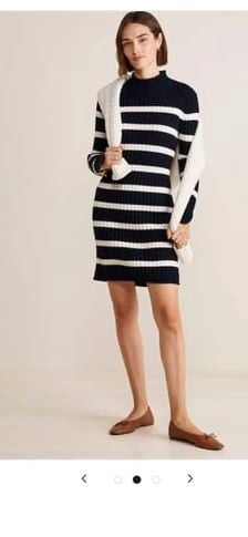NWT Vineyard Vines Women's Roll Neck Stripe Sweater Dress Size L Merino Wool $248 2
