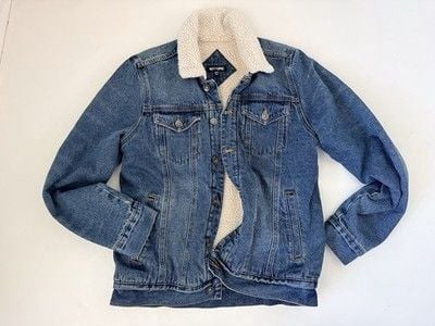 Hot Topic Denim Jacket Men's Small Sherpa Lined Collar Jean Trucker 2