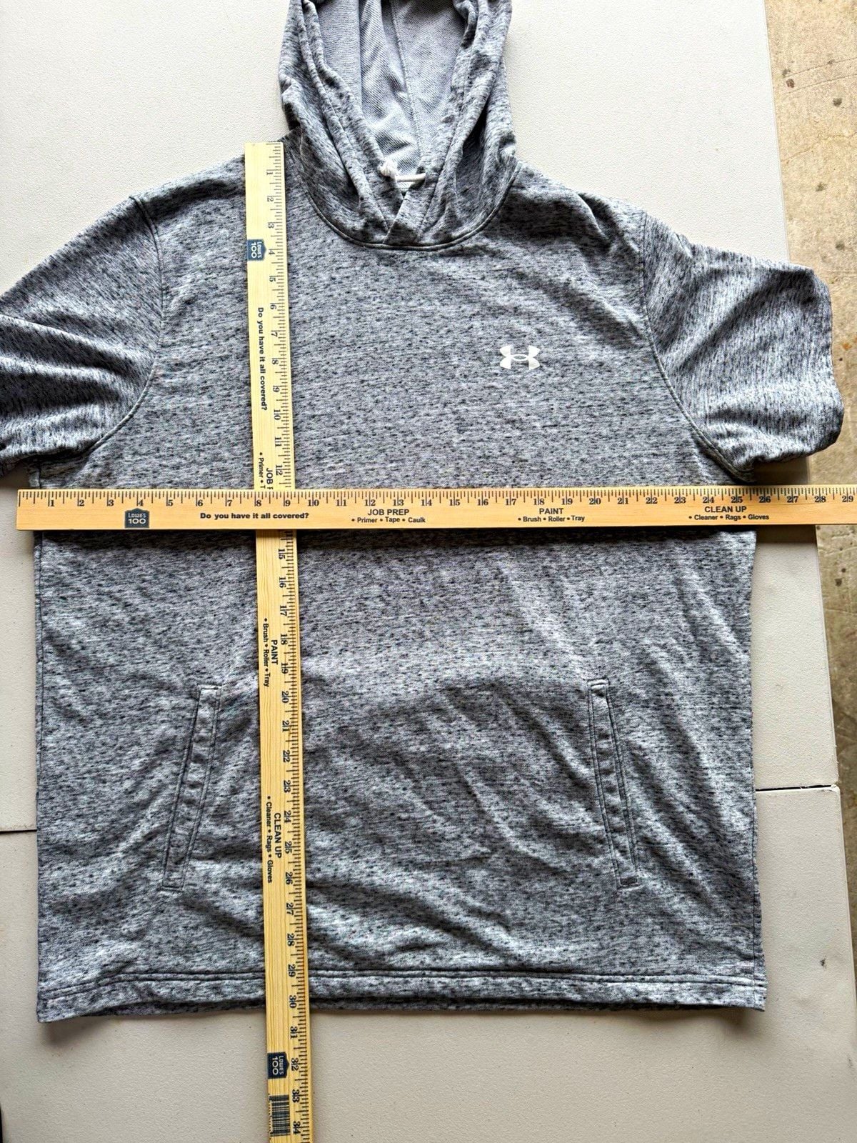 Under Armour Men’s 2XL Gray Knit Cotton/Poly Pullover Hoodie Logo Pockets 2