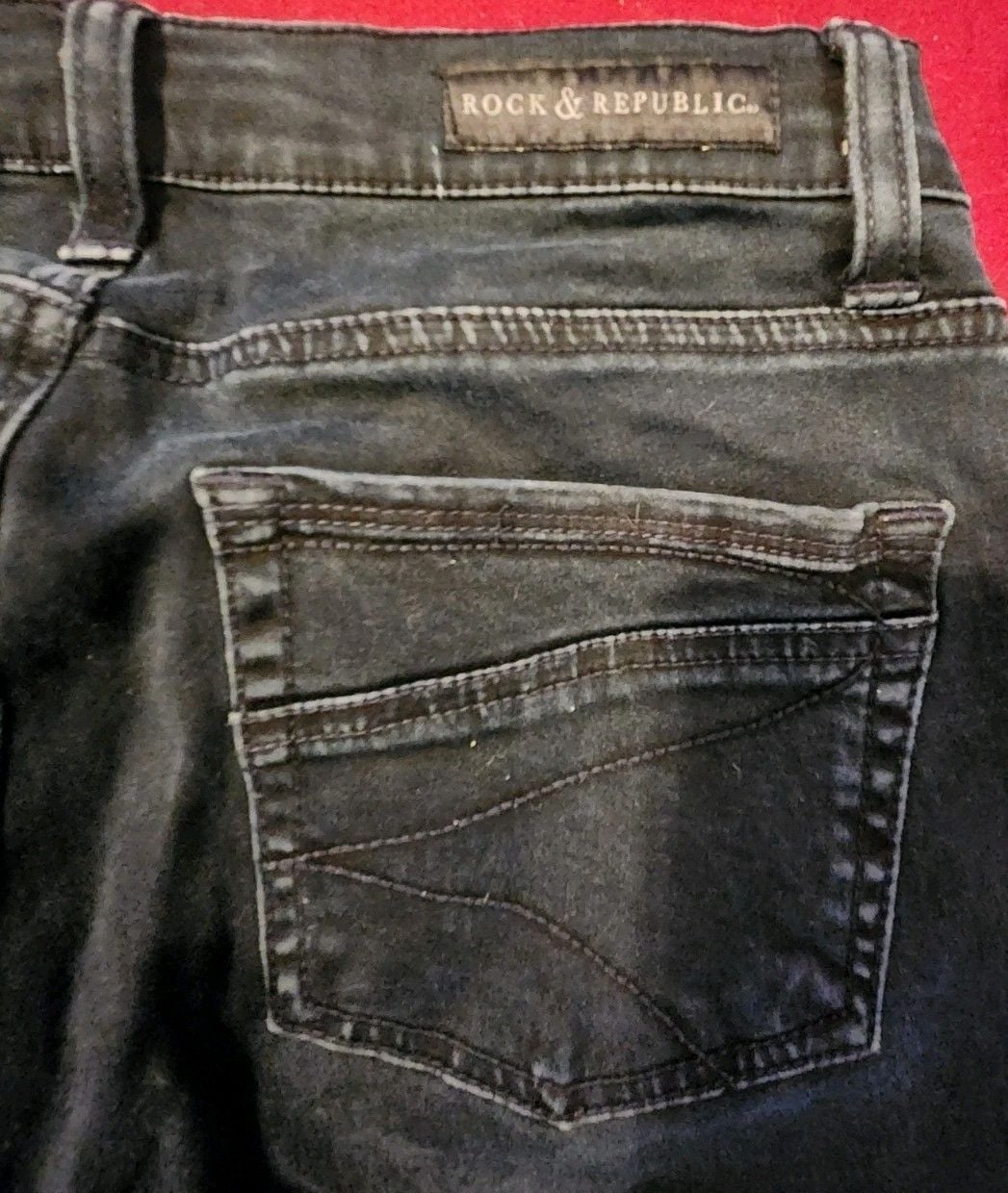 Rock & Republic Women's Skinny Black Denim Jeans Stretch 5-Pocket Size 8 6