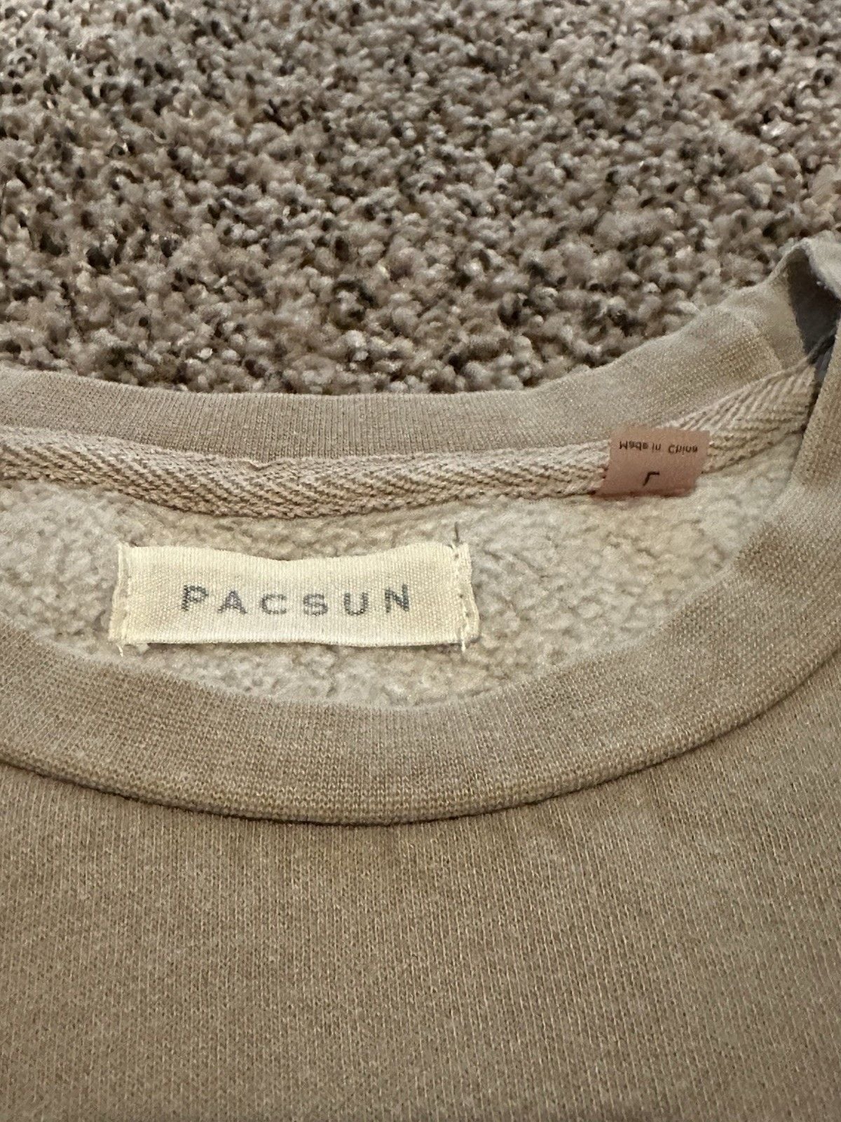 PacSun Taupe Crew Neck Sweatshirt Basic Solid Pullover Casual Unisex Large 4